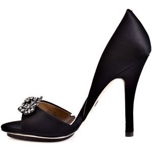 Badgley Mischka Heels, GIA - Black Satin, Size 8